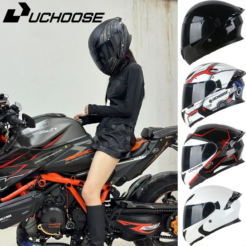 Uchoose DOT Modular helmet Full Face Helmets Crash Motorbike Protective Gear unisex Flip Up Helmet