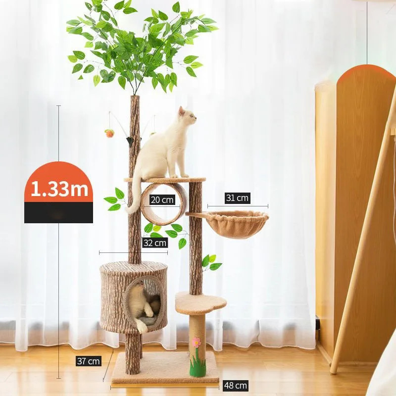 Large Cat Tree House with Multiple Hamocks Sisal Cat Tree Tower House Scratcher Beds and Furniture