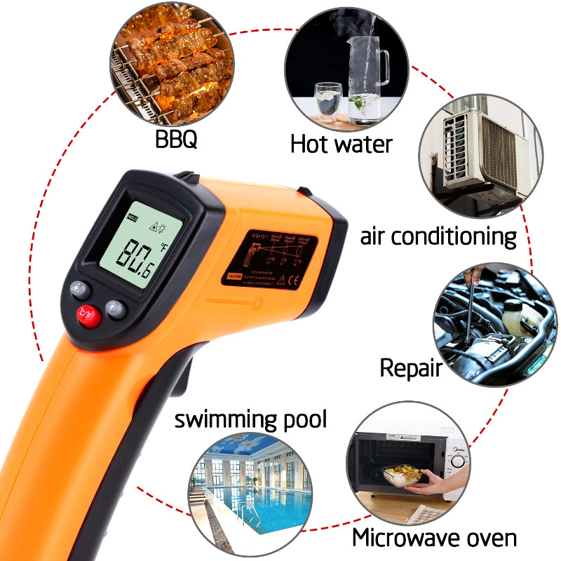 5PCS BENETECH Digital Infrared Thermometer Non-Contact GM700 Industrial Temperature Meter Laser Pyr
