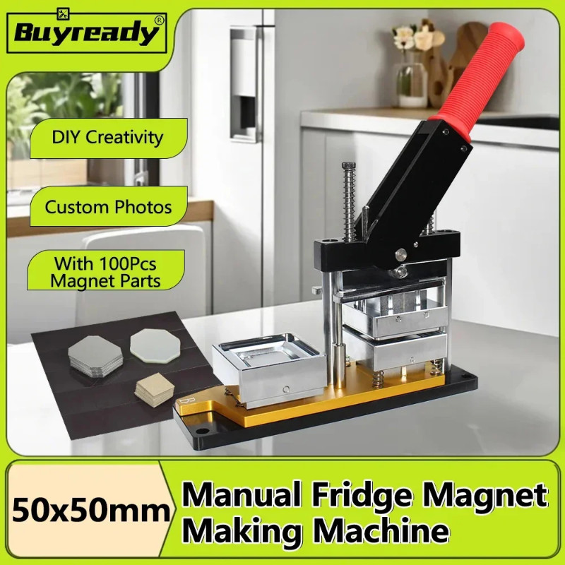 2"x2" (50×50mm) Manual Fridge Magnet Making Machine Creative Custom Refrigerator Magnet Kit With Bl