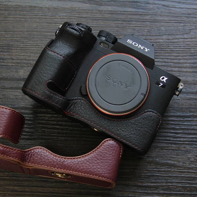 ของแท้หนัง cowhide กระเป๋ากล่องสําหรับ Sony A1 A7S3 A7S III A7 Mark IV A7M4 A7R5 กล้องแขนป้องกันฐาน 