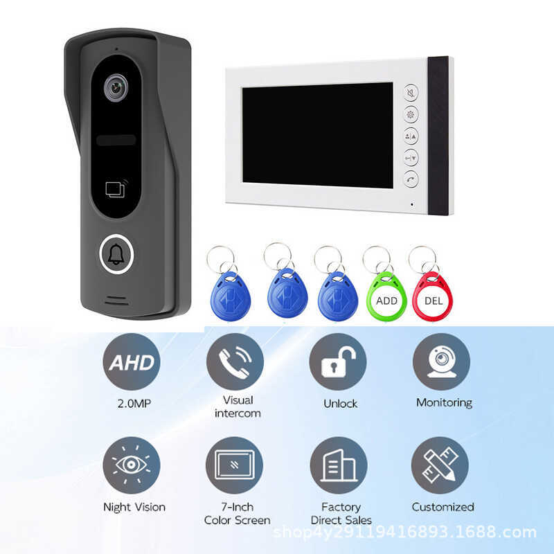 7Movable การตรวจสอบ NFC ปลดล็อค 2-Line IP65 Night Vision 1080P ชั้น UV Visual Walkie-Talkie Doorbell