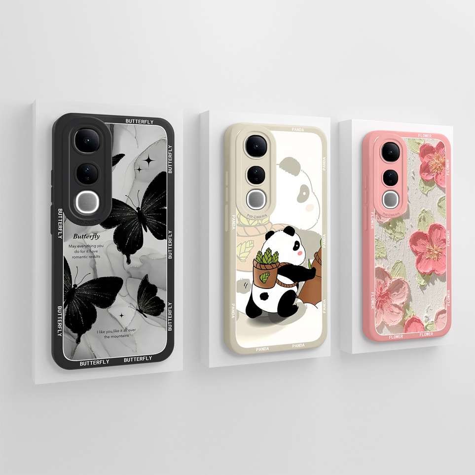 แฟชั่นเคสโทรศัพท์สําหรับVivo V50 LiteสําหรับV50 กรณีPANDAผีเสื้อทนทานสําหรับV 50 V2441 ปกหลังสําหรับ