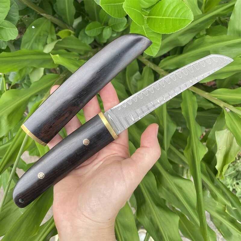 C Damascus Blade Wood Handle Tactical Hunting Knife Tactical Self Defense EDC Portable Tools Surviv