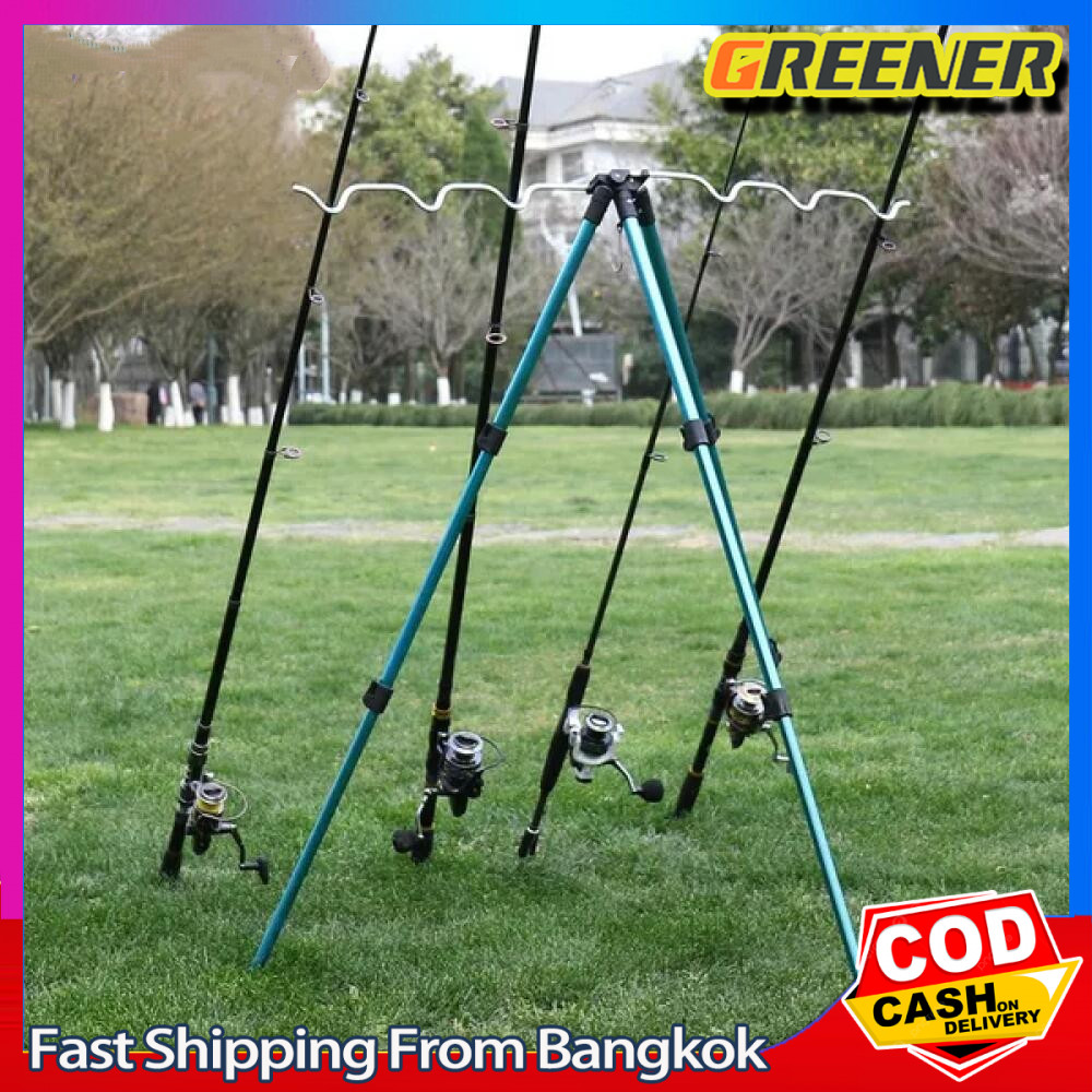 Greener Multifunctional Rod ขาตั้งกล้อง Outdoor Sea Fishing Support Stand Universal Telescopic Triangle