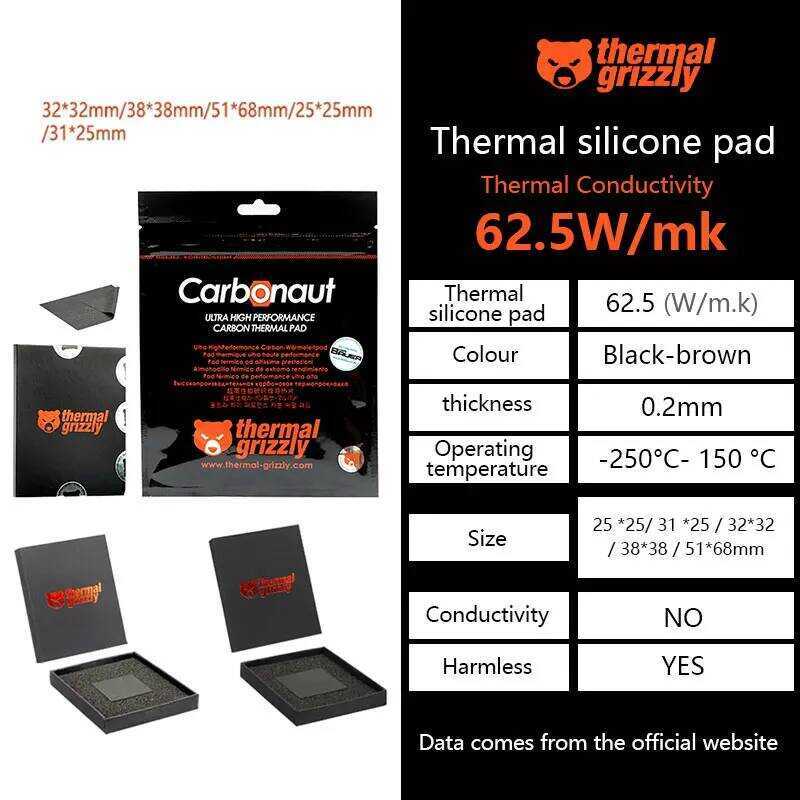Thermal Grizzly Carbonaut Thermal Pad 62.5W/mk For CPU GPU PS4 Motherboard Coog Thermal Silicone Pad