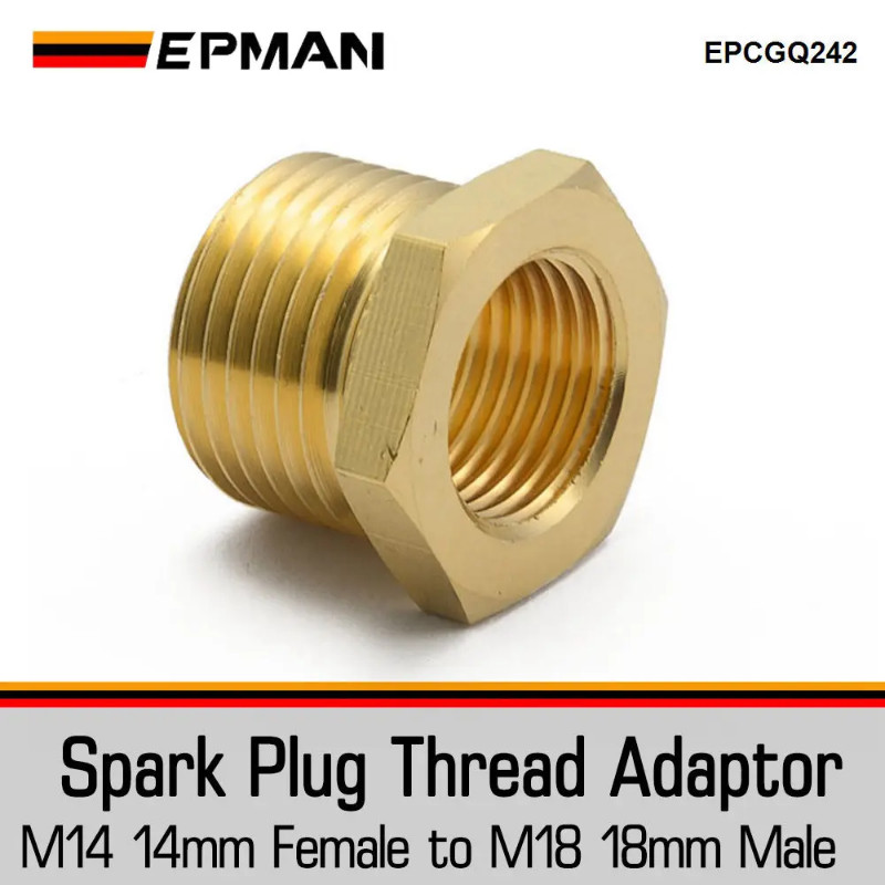 EPMAN Spark Plug Thread Adaptors 18mm down to 14mm Brass Adapter (M14 & M18) EPCGQ242