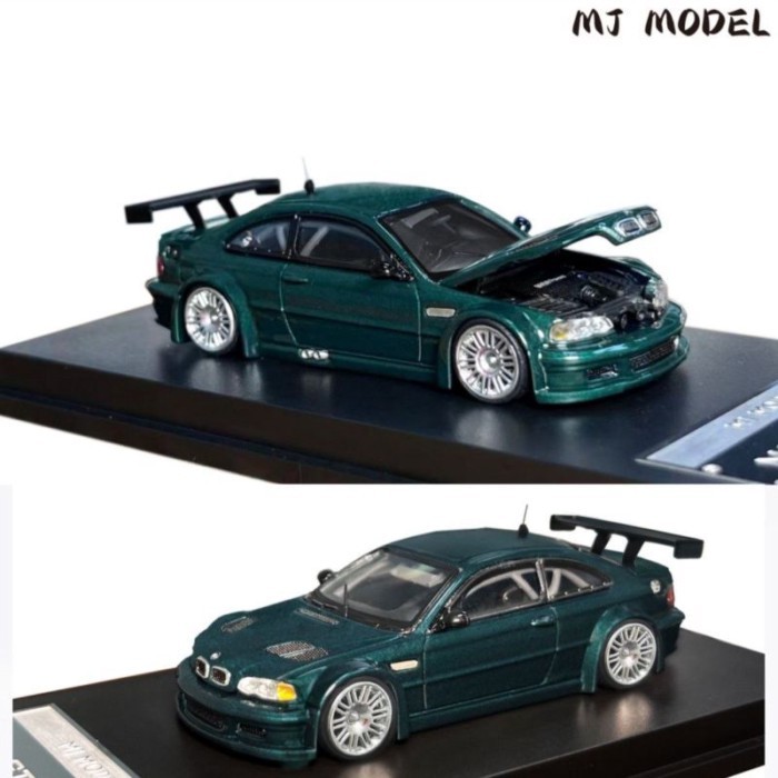 MJ MODEL 1: 64 BMW BMW M3 GTR E46 โมเดลรถโลหะผสมคอลเลกชันเครื่องประดับสีเขียวเข้ม