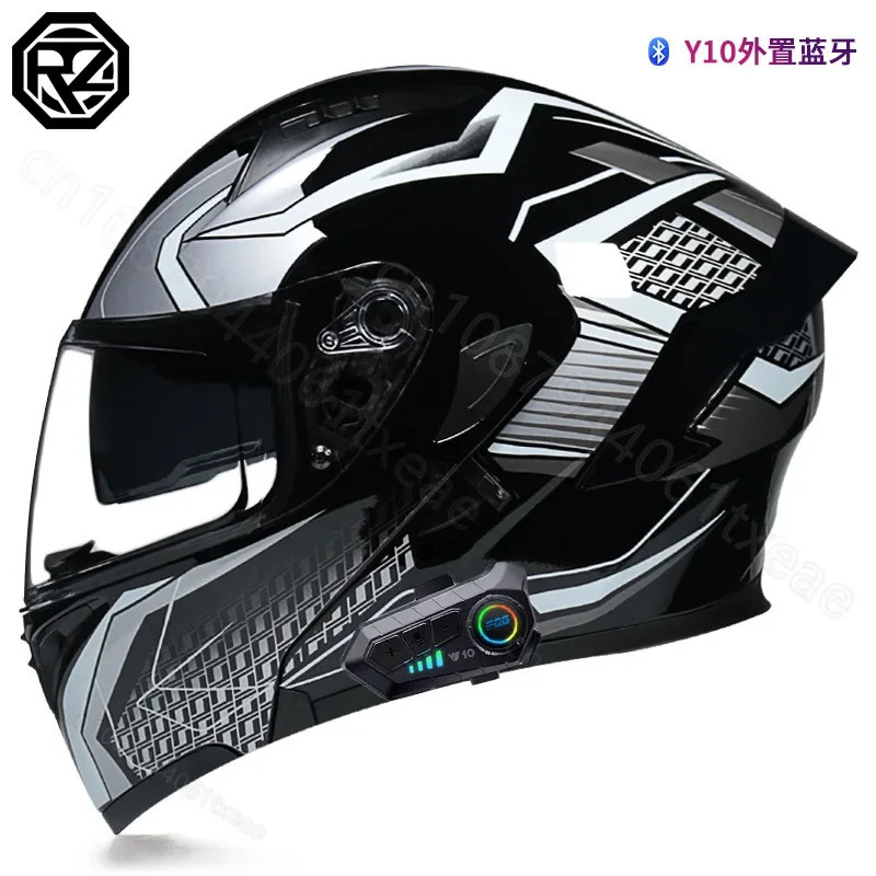 ORZ Motorcycle Helmet Bluetooth Double Lens Full Face Helmet Motocross Helmet DOT Approved Moto cic
