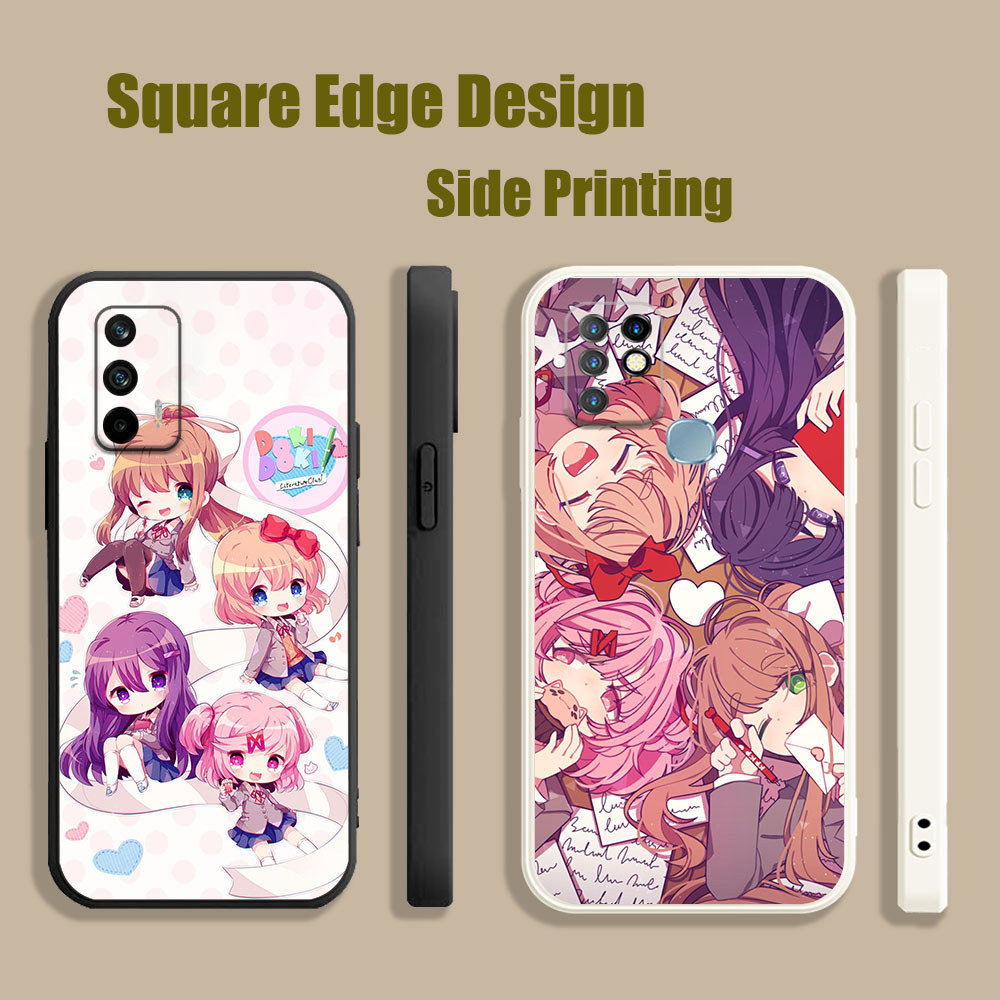 ปลอกสําหรับ Vivo S1 V21e Y76 Y73 V25e DDLC Yuri Monika sayori natsuki BOW05 เคสโทรศัพท์ขอบสี่เหลี่ยม