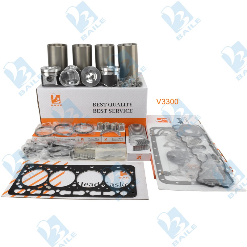For Kubota V3300-16V V3300 16V Overhaul Rebuild Kit Piston Ring Cylinder Liner Full Gasket Set Engi