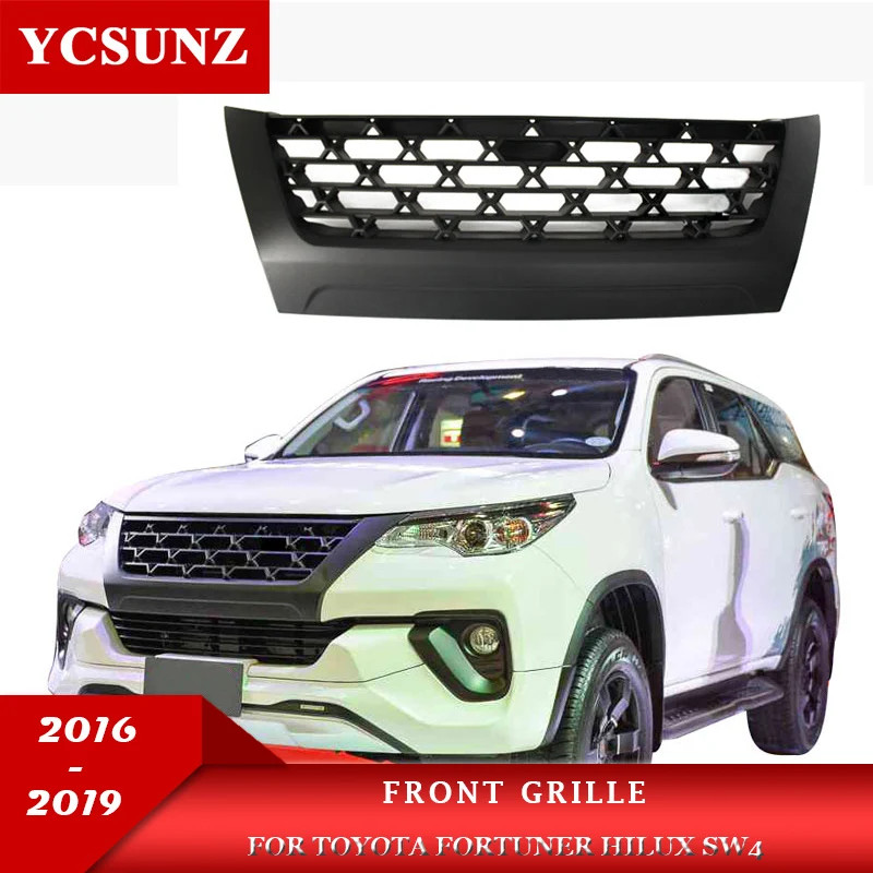 ABS Matte Black Racing Grills Front Grilles Cover For Toyota Fortuner Hilux SW4 2016 2017 2018 2019