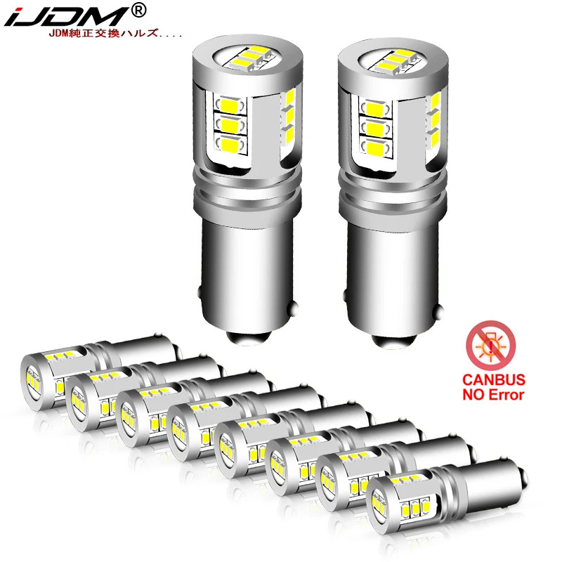 iJDM 10Pcs T4W BA9S LED Blub BAX9S H21W BAY9S LED 12V 24V H6W H5W LED For Car Rear Fog light Red Wh