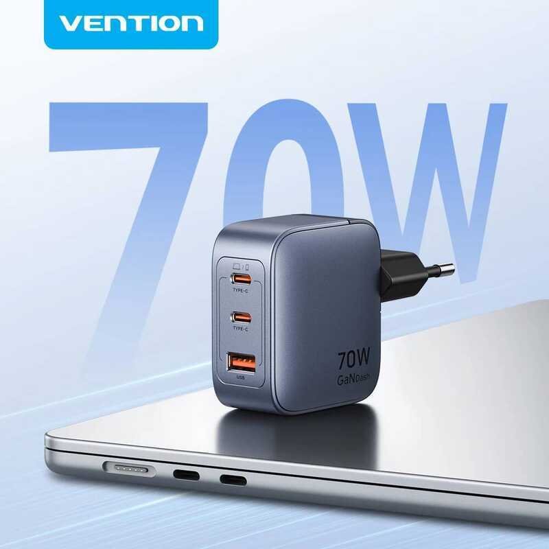 C Vention 70W Gan Charger Type C Quick Charge 4.0 3.0 USB Charger For Iphone 16 15 14 Pro Macbook A