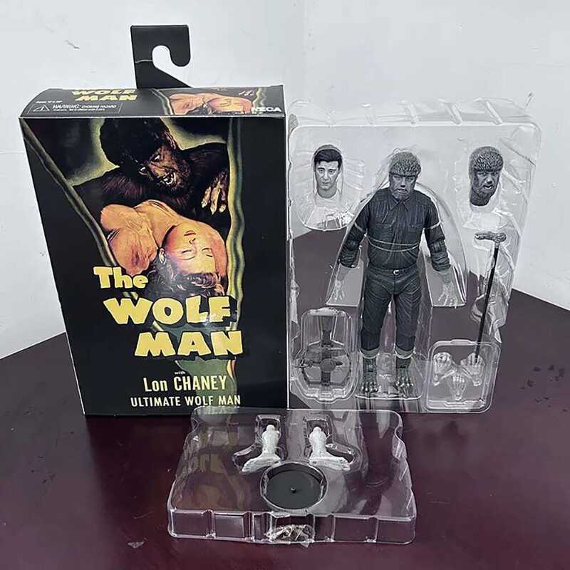 C NECA The Wolf Man Figure An American Black&White Werewolf Lon Chaney Monsters Action Figure Model