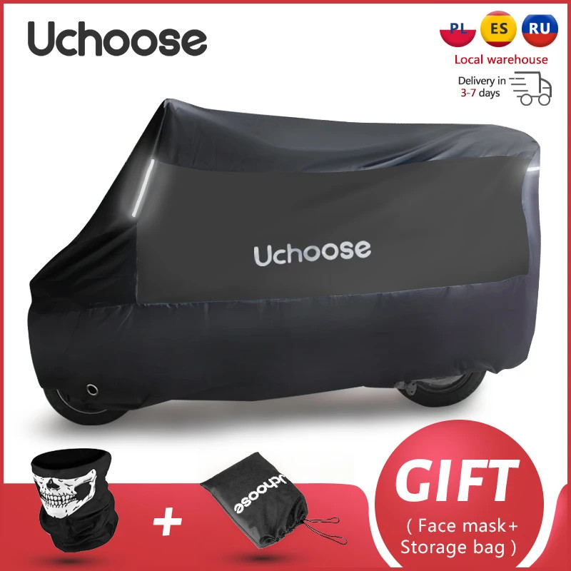 190T Universal Uchoose Motorcycle Cover Waterproof Outdoor With Reflective Strips Protector Covers