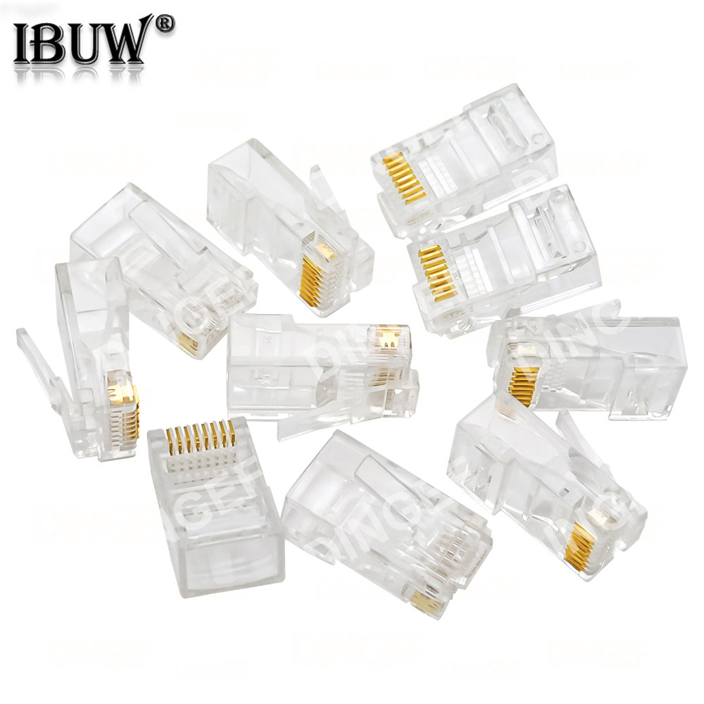 10PCS 4Pin 6Pin 8Pin สายเคเบิลตัวเชื่อมต่อปลั๊กโทรศัพท์เชื่อมต่ออินเทอร์เน็ต RJ9 4P4C RJ11 6P4C 6P6C