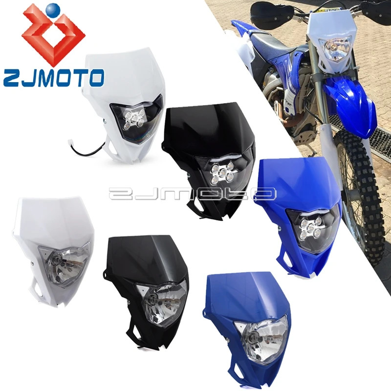 Motorcycle Dirt Bike LED Headlight Headlamp Light Supermoto Fairing For Yamaha WR250F WR250R WR450F