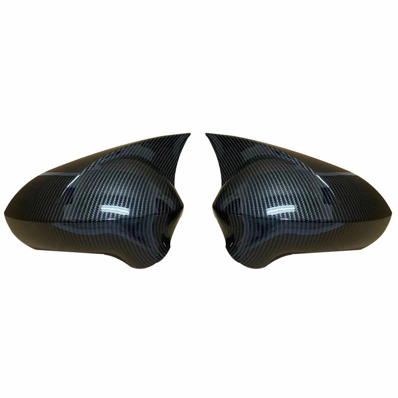 2X Glossy Black / Carbon Fiber Look Rearview Wing Mirror Covers Caps For Seat Leon MK2 1P Ibiza MK4