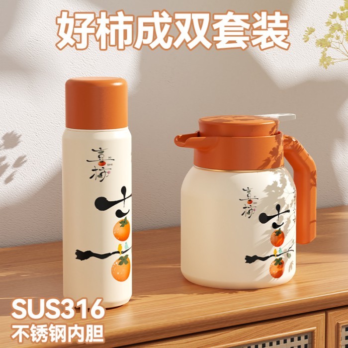 ร้อน! Miyou Thermos ถ้วยและหม้อชุดธุรกิจของขวัญที่กําหนดเองสแตนเลสตุ๋นถ้วยชาแยกน้ําขนาดใหญ่ Capaci