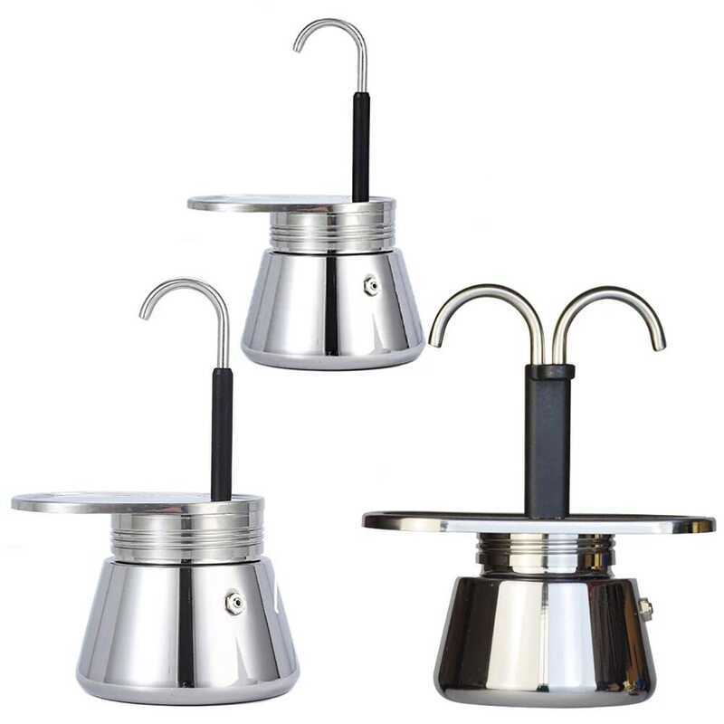 C Single/Double Tube Moka Pot Easy To Operate & Quick Cleanup Pot Italian Coffee Pot 1/2/4 Cups For