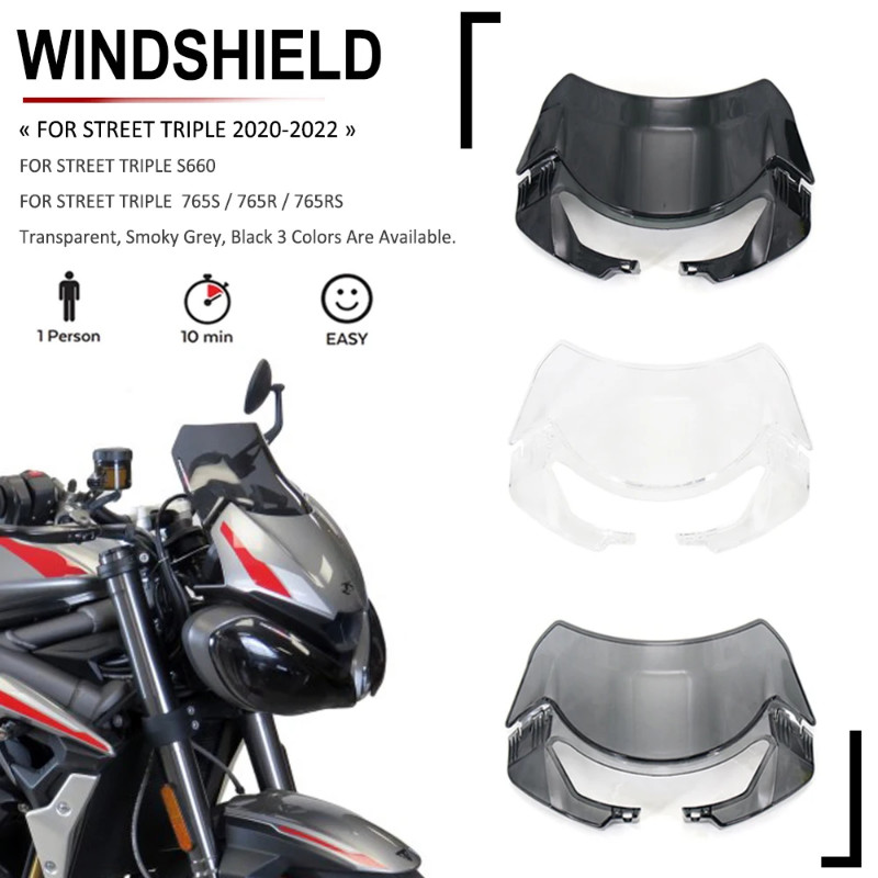 For Street Triple S660 S 660 765 S RS R 765RS 765R 765S 2020 - 2022 Motorcycle Front Windscreen Win