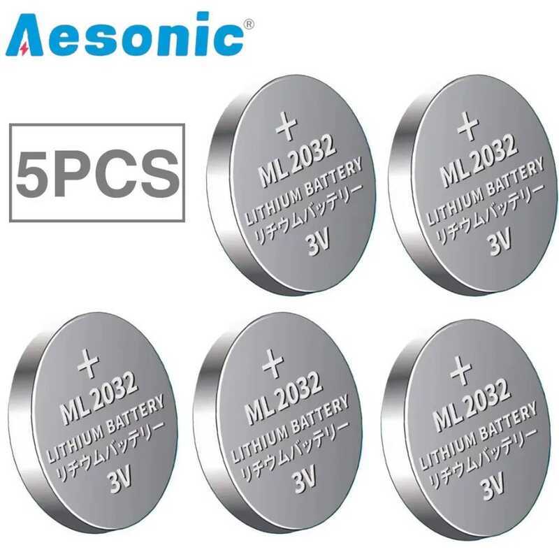 5 แบตเตอรี่ลิเธียมไอออนแบบชาร์จได้ ชิ้น 3V 60Mah Ml2032 สำหรับนาฬิกา คอมพิวเตอร์ เมนบอร์ด รีโมท ของ