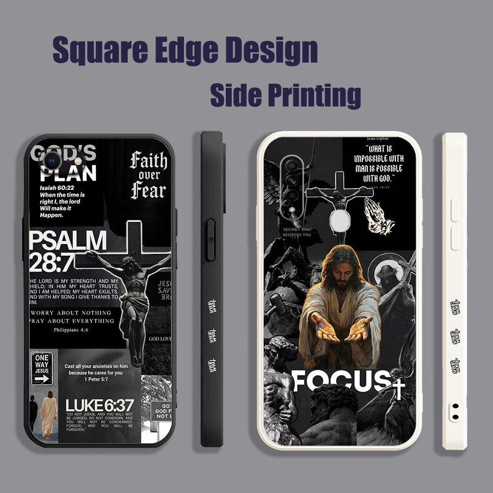 ปลอกสําหรับ OPPO A57 2022 4G A17 A17K Bible Verse JESUS God Aesthetic ZDK03 เคสโทรศัพท์ขอบสี่เหลี่ยม