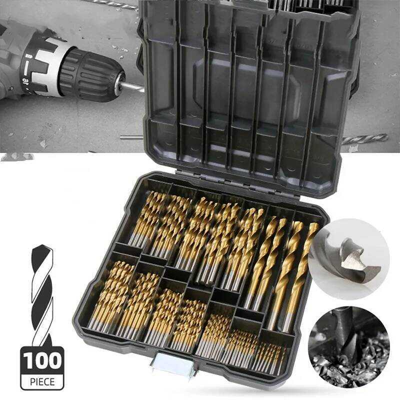 C Pcs Titanium Drill Bit Set High-Speed Steel Drill Bits For Steel Plate Wood Plastic Metal Copper