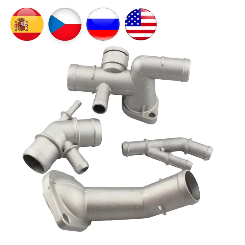 4Pcs Aluminium Engine Cooling Coolant Hose Connector Supercharger Pipe for VW Audi 1J0121087E 1J012