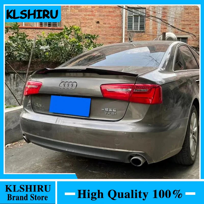 FOR AUDI A6 C7 Sedan M4 Style Carbon Fiber FRP unpainted glossy black Forged carbon Rear Spoiler 20
