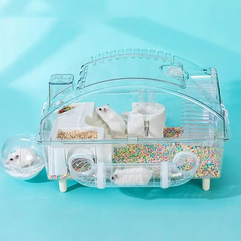 Transparent Hamster Cage Double-layer 45 Basic Cage Golden Bear Nest Large Size Hamster Cage Landsc