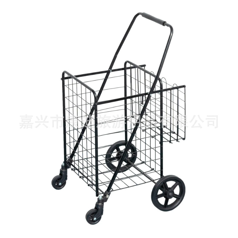Vegetable basket cart wrought iron home shopping cart Supermarket trolley Foldable mobile shopping
