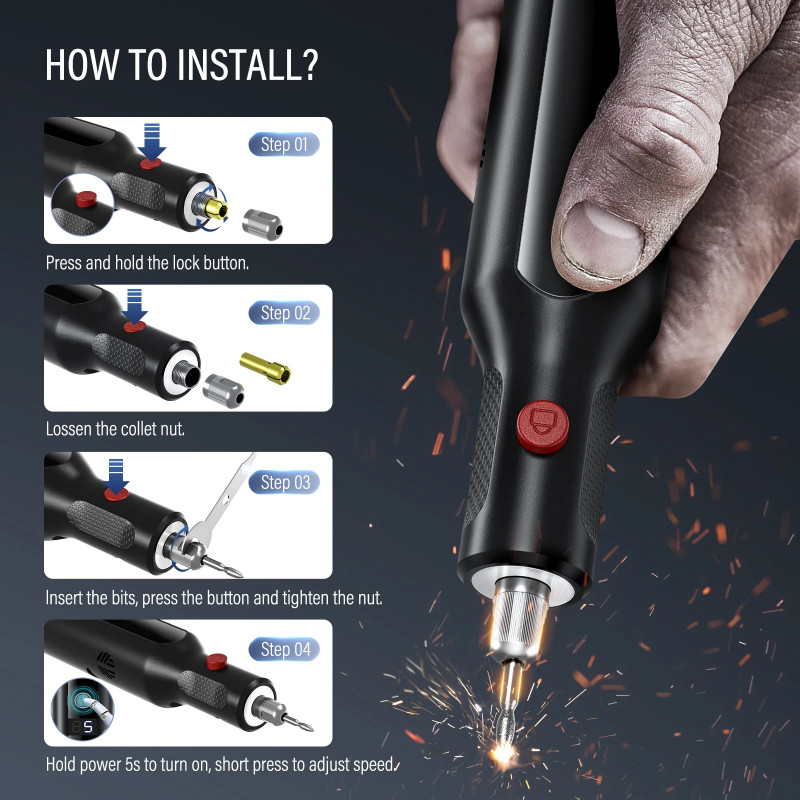 155PCS Cordless Rotary Tool Kit Adjustable Speeds Electric Rotary for Grinding,Carving,Polishing,Dr