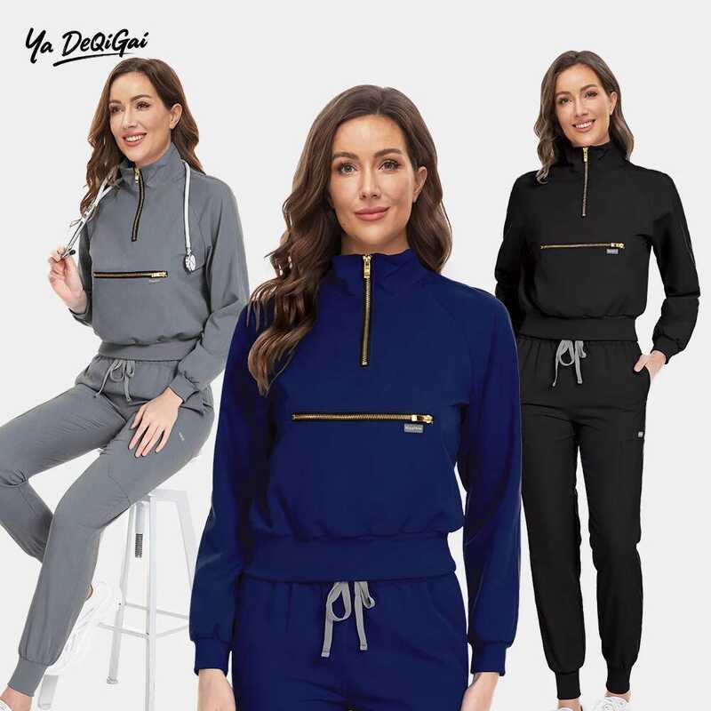 C Wholesale Fashion Women's Nurse Scrubs Suit Women Joggers Sets Surgicals Woman Long Sleeved Nursi