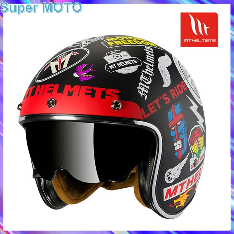 MT MANSZ Motorcycle Helmet Half Helmets DOT ECE Certification Cosas Sunscreen Lens Electric Motobik