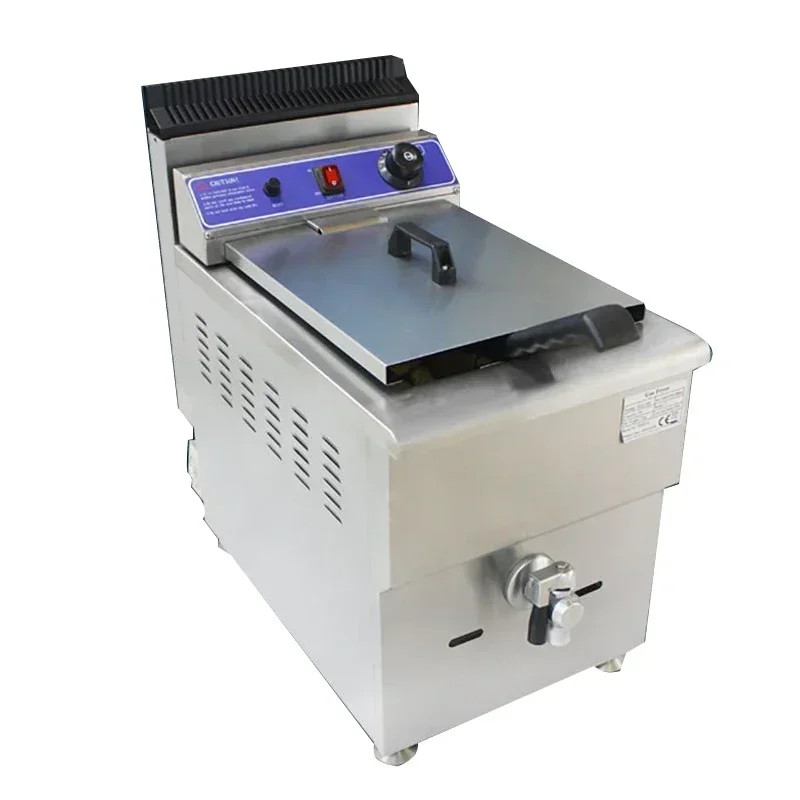 Desktop LPG Fryer with Oil Valve Fried Chicken Equipment GF-181V Gas Fryer 18L Single Cylinder Fren