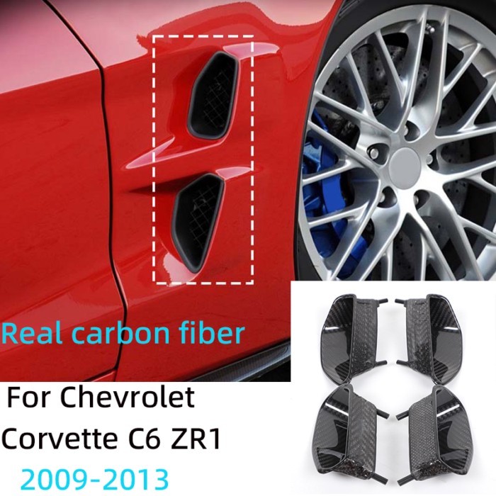 Real Dry Carbon Fiber for Corvette C6 ZR1 2009-2013 Side Fender Vent Splitter Body Kit Exterior Tri