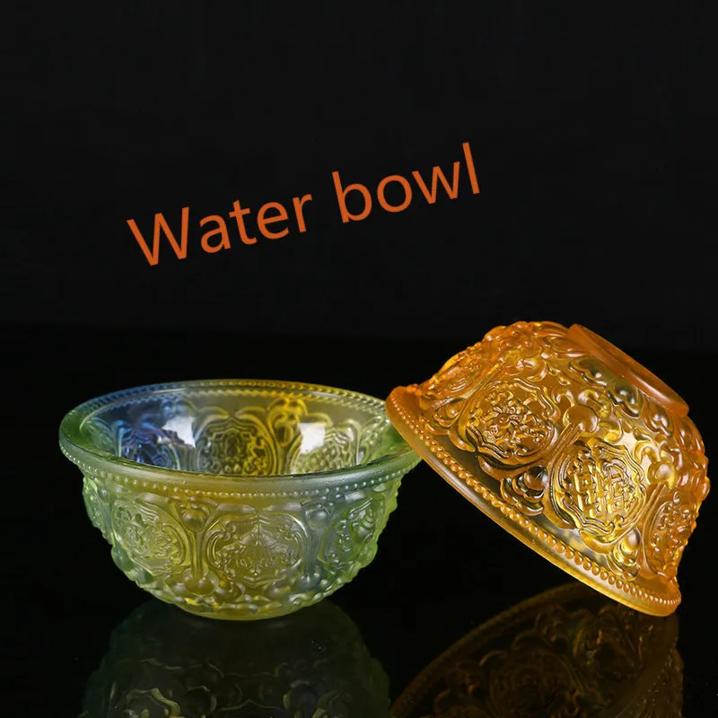 7 Pcs/set,Buddhist Supplies, Glass Crafts, Auspicious for Bowls, Secret Cups for The Cup of Water,