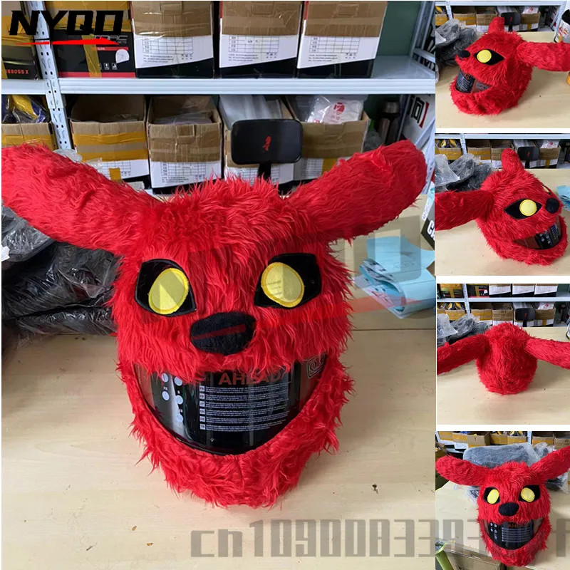 For LS2 MT TORC full face Helmet Head Cover Fun red rabbit Headgear cartoon plush Helmet Cover Chri