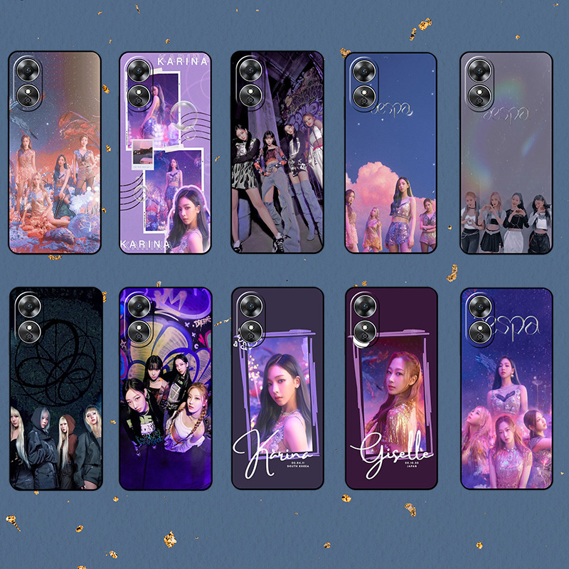 สําหรับ OPPO Reno 2 2z 2f 3 4 4z 4f 5z aespa เคสโทรศัพท์ TPU สีดํานุ่ม