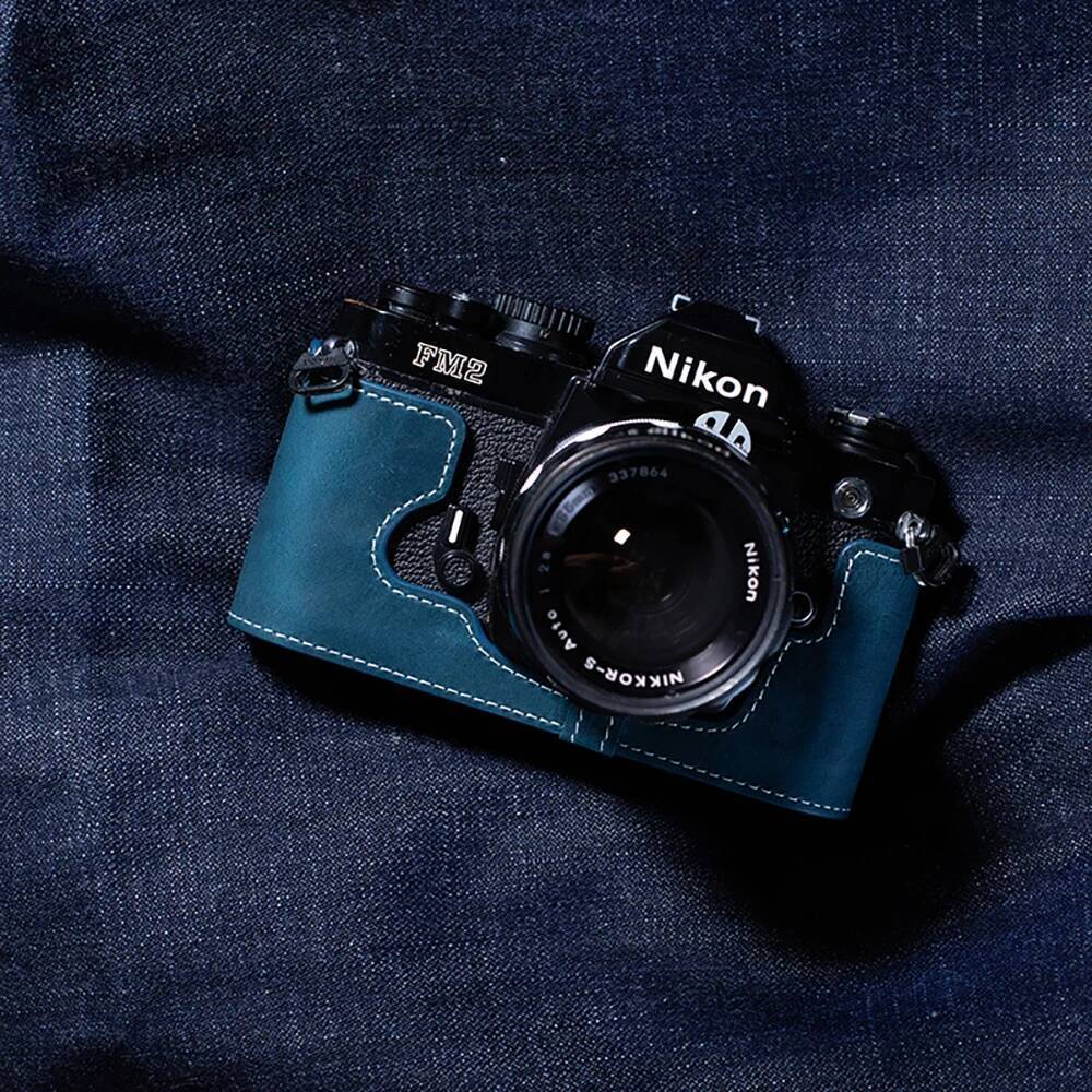 กระเป๋ากล้องหนังสําหรับ Nikon FM2 FE2 FM2N FM2 ครึ่งกระเป๋ากล้องหนังสําหรับกล้องถ่ายภาพอุปกรณ์เสริม
