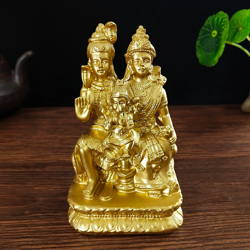 Golden Shiva Statue Hindu Lord Ganesha Vishnu Buddha Statue Figurine Home Office Decoration India R