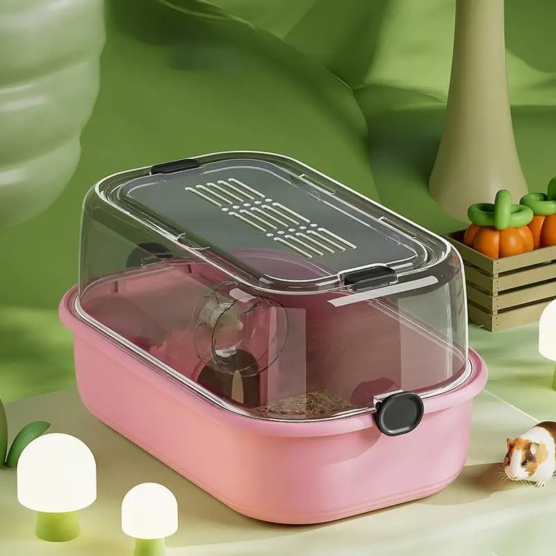 Hamster Cage Panoramic Transparent Skylight Open Built-in Running Wheel Indoor Hamster Cage Breedin