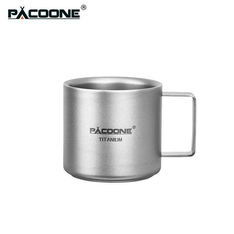 C PACOONE Titanium Cup Portable Coffee Cup Camping Travel Mug Metal Coffee Mug Water Drinking Cup M