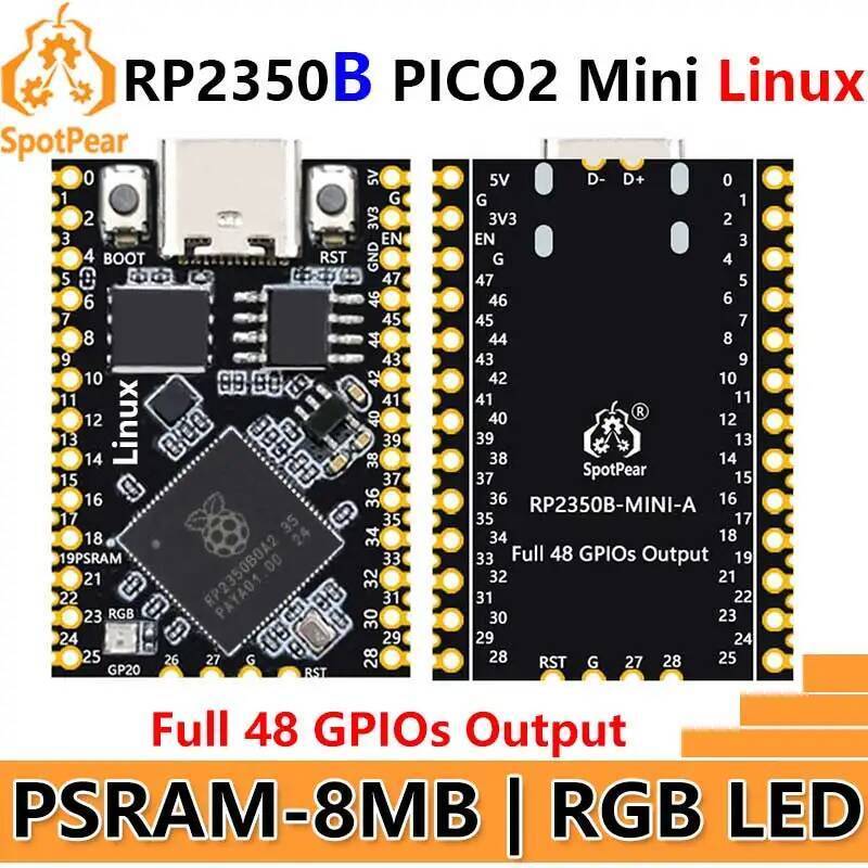 Raspberry Pi Pico 2 Tiny RP2350B RP2350-Linux Mini Development Board with PSRAM-8MB หรือไม่มี PSRAM