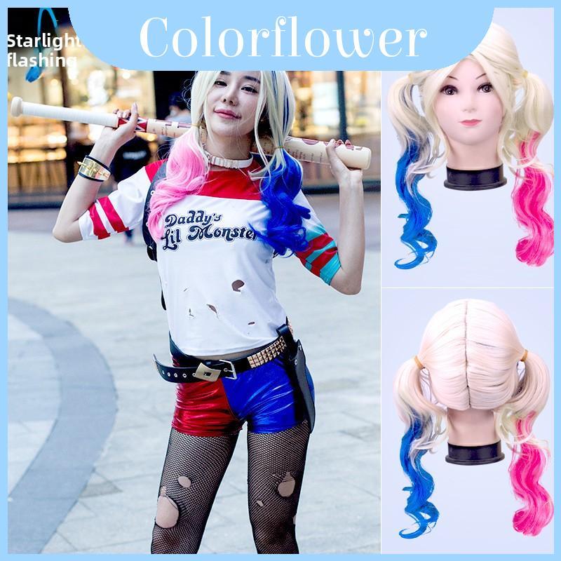 วิกผมใยสังเคราะห์ Harley Quinn สำหรับ cosplay และแฟนอนิเมะ