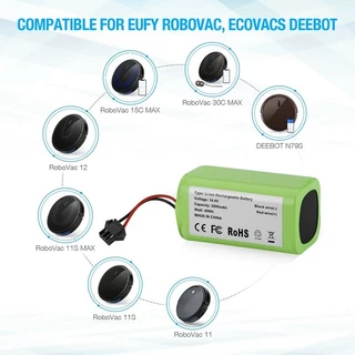 18650 14.4V (เหมาะสําหรับ 14.8V)2800mAh/6800mAh เปลี่ยนแบตเตอรี่สําหรับ Deebot N79S, N79, DN622, Robovac 11, 11S, 11S Max