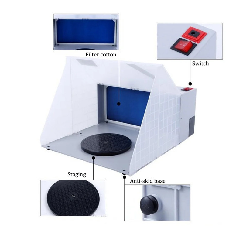 Airbrush Spray Booth Set Spray Paint Box Workbench Foldable Paint Spray Extractor Exhaust Filter Fo