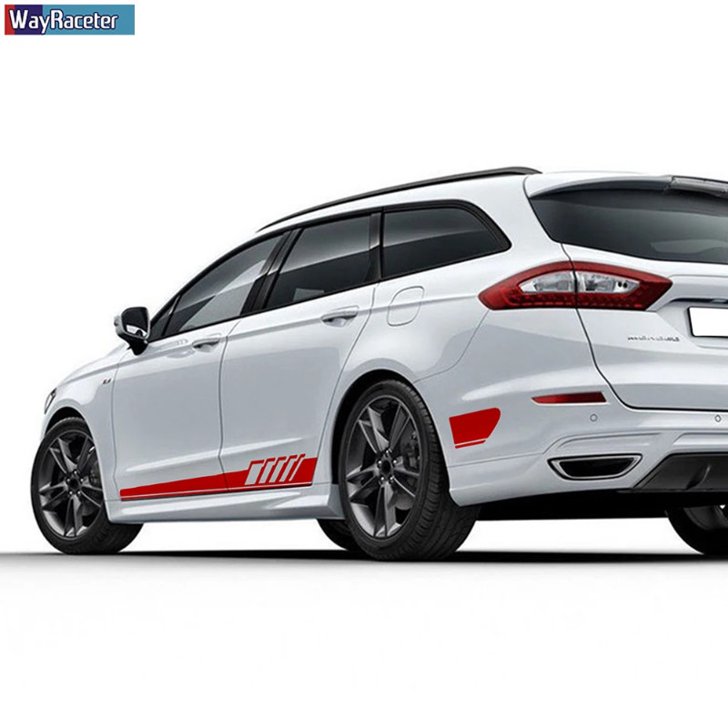 2 Pcs 5D Carbon Fiber Vinyl Side Stripes Skirt Sticker Body Decal For Ford Mondeo MK3 MK4 MK5 Fusio